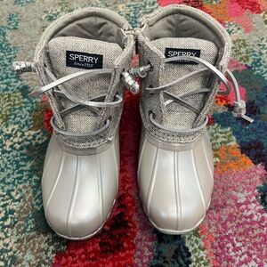 Sperry Kids Metallic Silver Boots